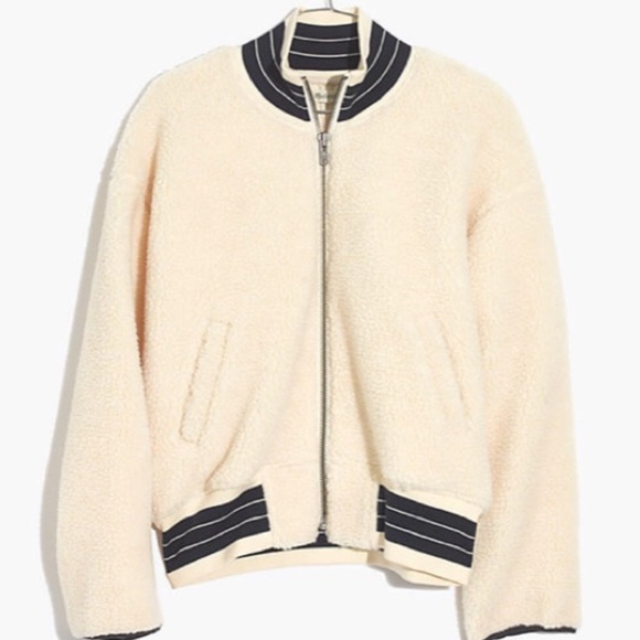 Madewell Sherpa Varsity Jacket New With Tag - Picture 3 of 7